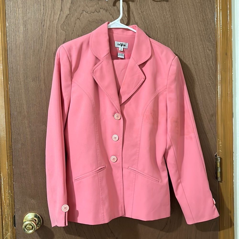 Size 6 Coral Pink Jacket and Skirt Suit by Christine V